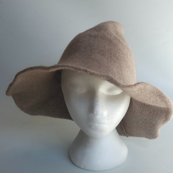 Khaki Conical Witch Hat Knit Professor Sprout costume hat Idea Halloween Dressup - Picture 1 of 7